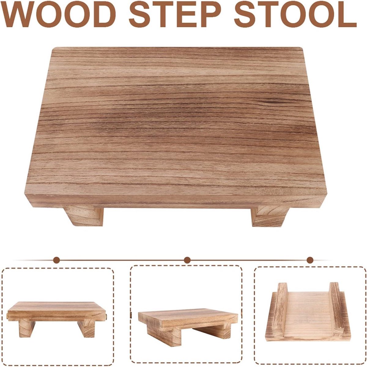 Opstapkruk hout - multifunctionele stabiele kruk - massief hout voor hoge bedden - kinderen volwassenen - keuken woonkamer - 25 x 18 x 7 cm (hout)