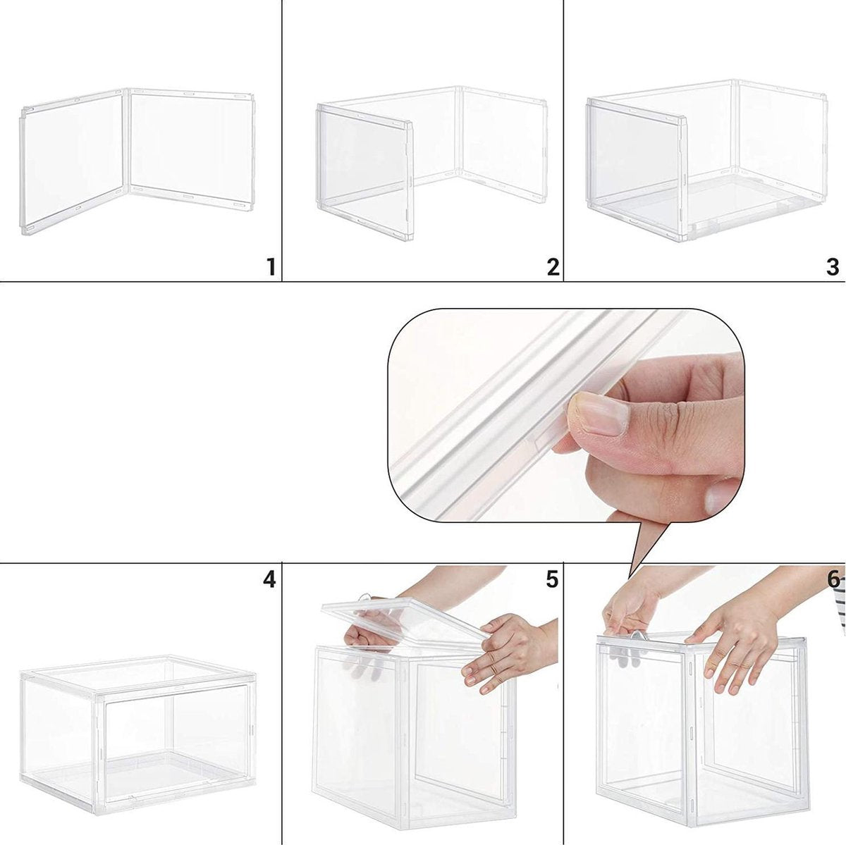 Schoenendozen, set van 6 stapelbare schoenenopbergers - Transparant Plastic - 46,36 x 28 x 22 cm