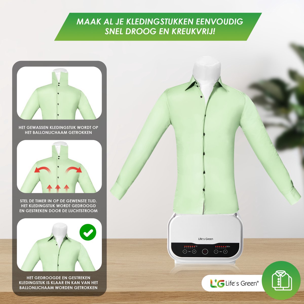 Life's Green® Strijkpop - Strijkmachine - Strijkdroger - Strijkpop Voor Hemden