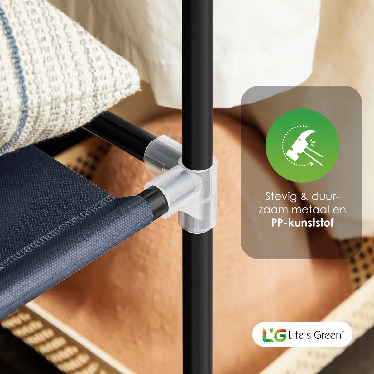 Life's Green® XXL Opvouwbare Kledingkast - Campingkast - Opvouwbare - Opbergkast - Stoffen - Grijs