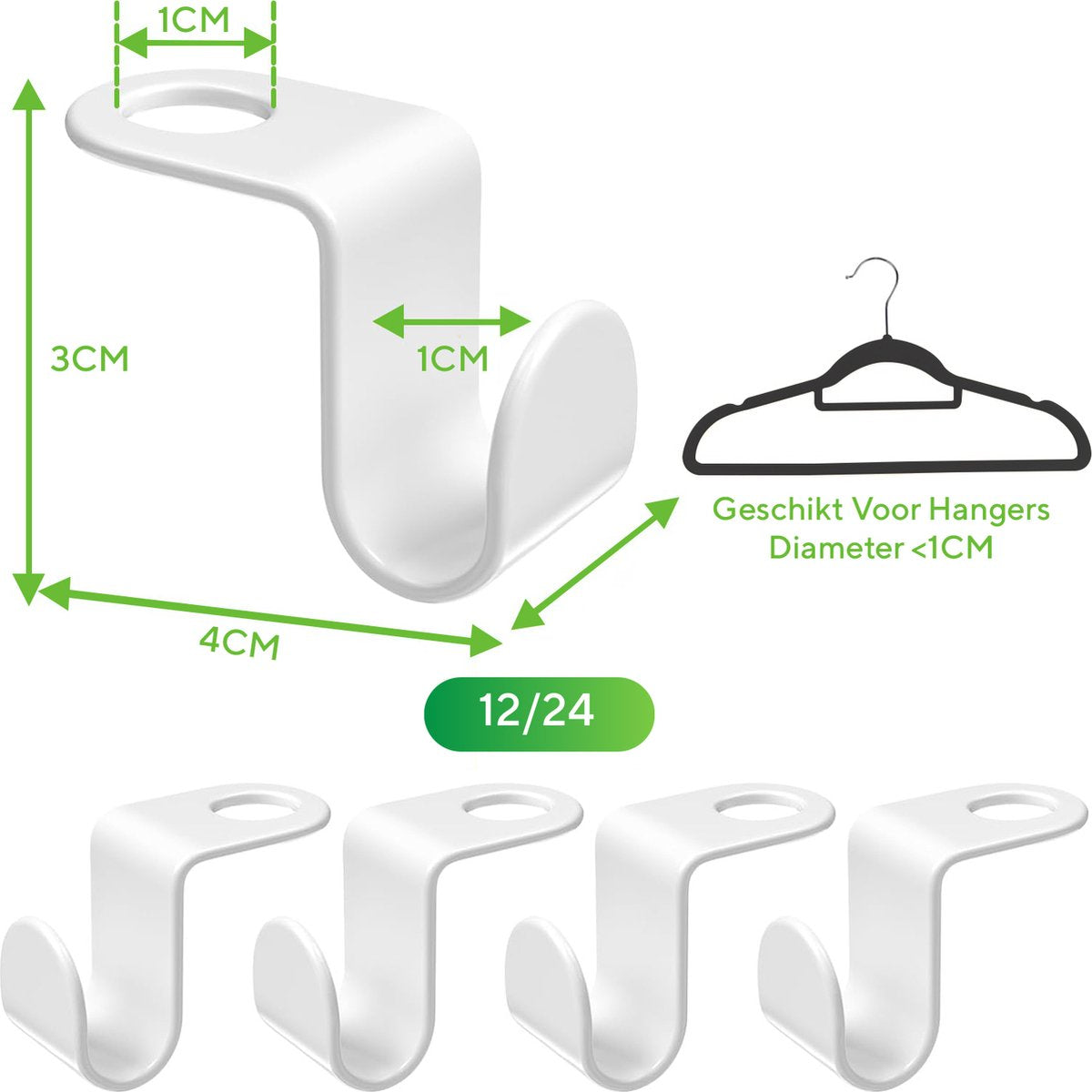 Life's Green® - Kledinghangers - 24 stuks - Kledinghanger LGS1860 - Stapelbaar