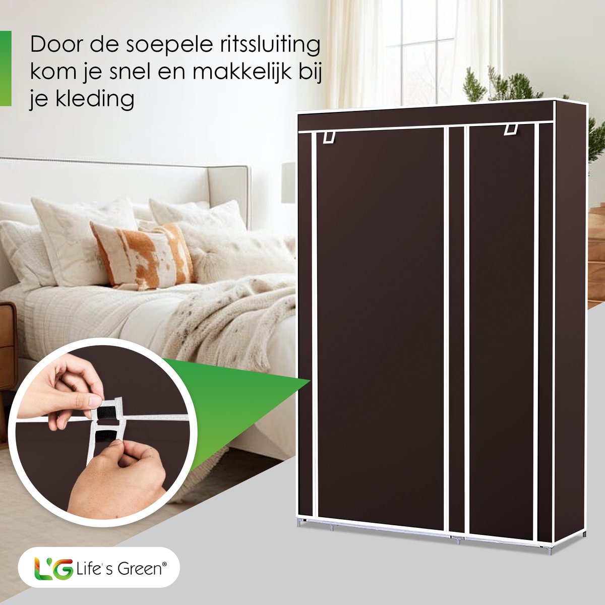 Life's Green® Kledingkast - Opbergkast - Campingkast - Stoffen kledingkast