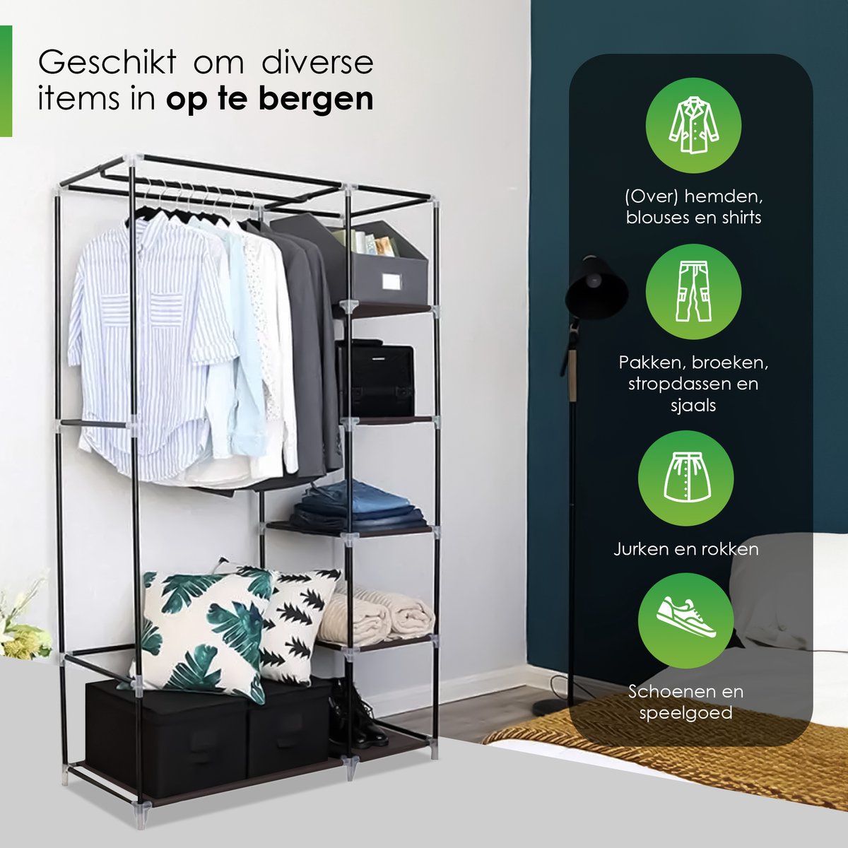 Life's Green® Kledingkast - Opbergkast - Campingkast - Stoffen kledingkast
