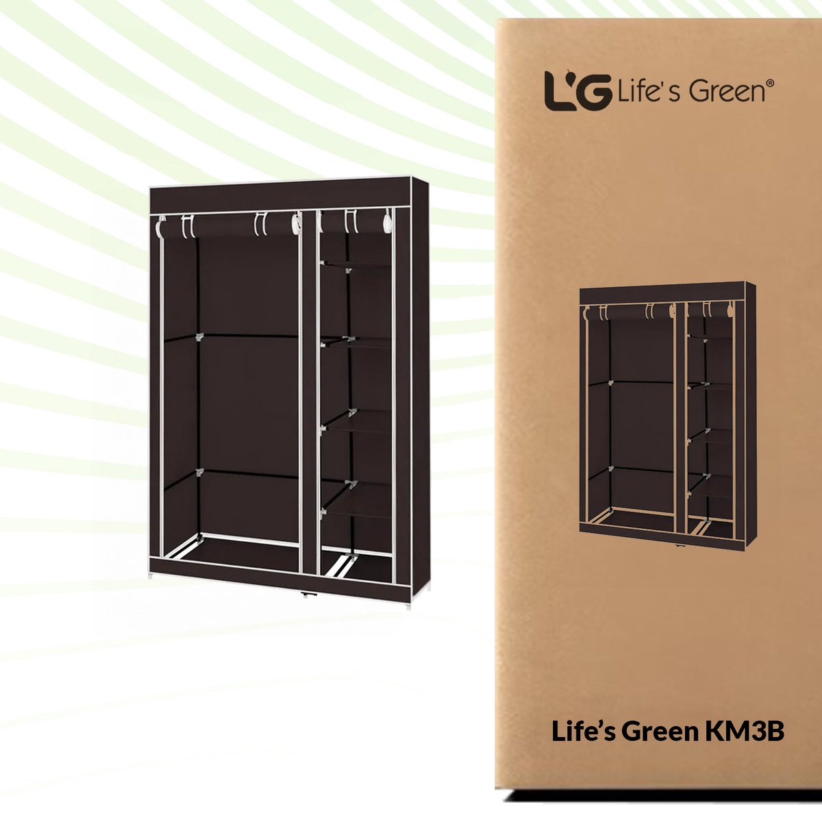 Life's Green® Kledingkast - Opbergkast - Campingkast - Stoffen kledingkast