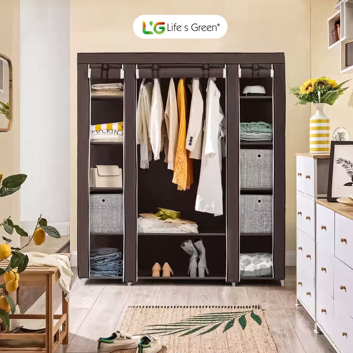 Life's Green® Kledingkast - Opbergkast - Campingkast - Stoffen kledingkast