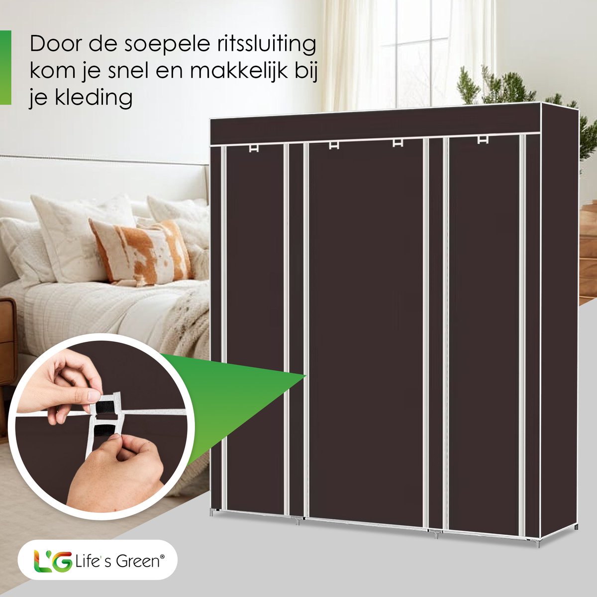 Life's Green® Kledingkast - Opbergkast - Campingkast - Stoffen kledingkast