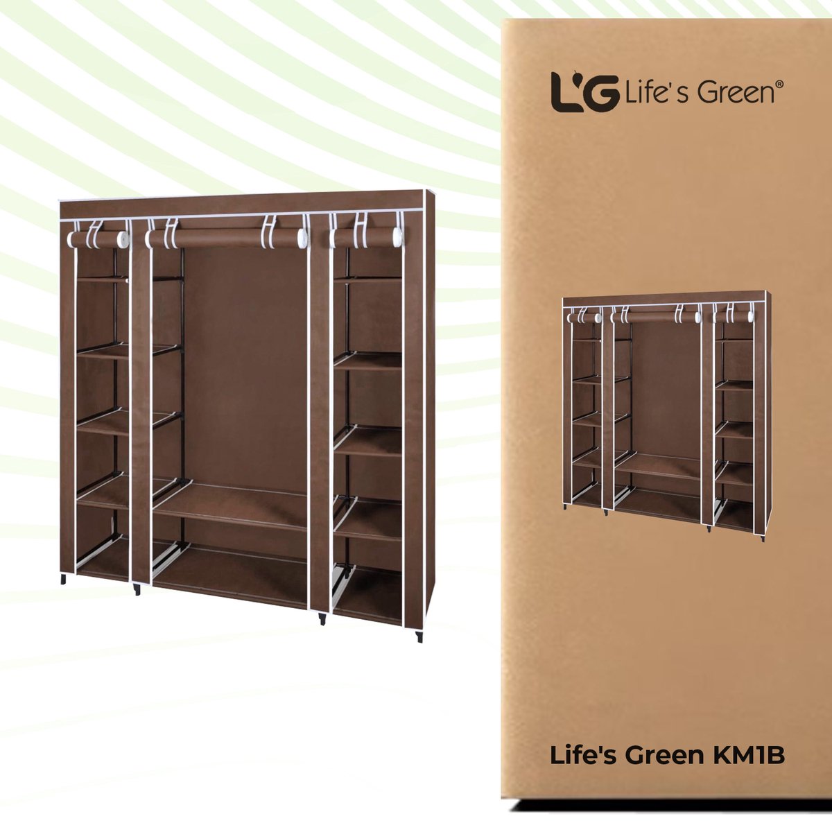 Life's Green® Kledingkast - Opbergkast - Campingkast - Stoffen kledingkast