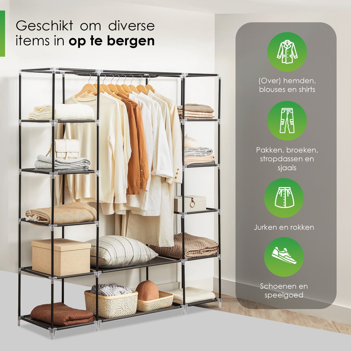 Life's Green® Kledingkast - Opbergkast - Campingkast - Stoffen kledingkast
