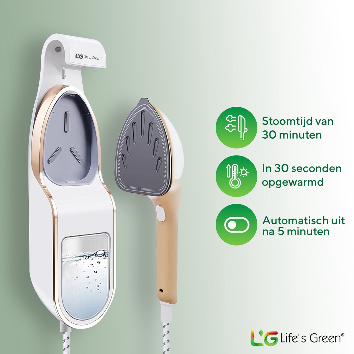 Life's Green® Garment Steamer - Met Handstomer - Stoomstrijkijzer - Stoomapparaat Kleding