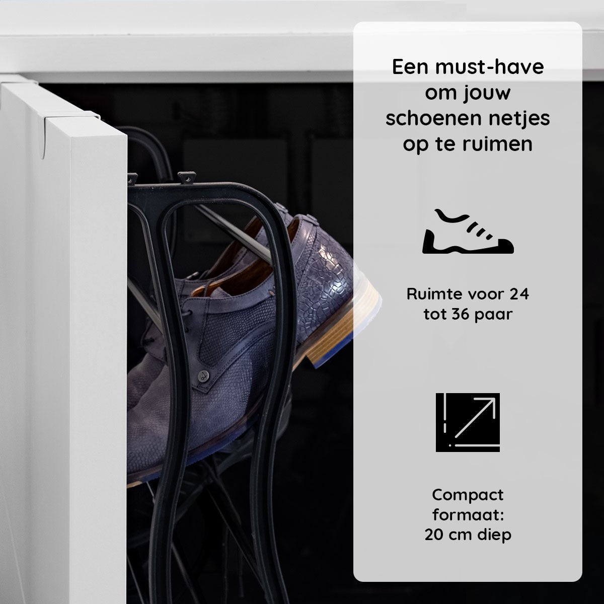 LG Life's Green Schoenenrek Hangend – 180x50x20cm - Schoenenkast – Geschikt Voor Stompe en Opdek Deuren – Schoenenrek voor 24 tot 36 Paar Schoenen – Deurhanger – Ruimtebesparende Schoenenbank – Schoenenopberger – Kunststof/Metaal – Zwart