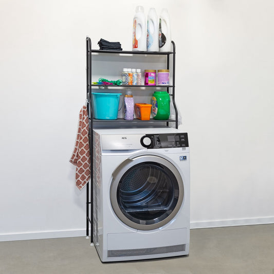LG Life's Green washing machine conversion - Space-saving toilet storage rack - Toilet rack with 3 shelves - Stable washing machine rack - 152.2x24.5x64.5 cm - Black