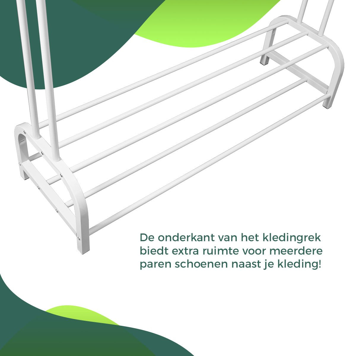 LG Life’s Green XL Kledingrek - Dressboy – Wit – Metaal – Garderoberek met ophanghaken – H146xB110xD35 cm