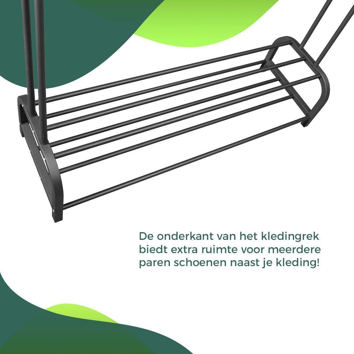 LG Life’s Green XL Kledingrek - Dressboy – Zwart – Metaal – Garderoberek met ophanghaken – H146xB110xD35 cm