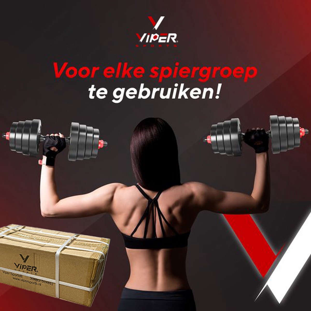 Viper Sports Adjustable Dumbbell Set up to 40kg + Gloves – Professional 2-in-1 Dumbbell Set with Weights – 2x20kg – Strength Training – Fitness Barbell – Dumbbells - Red