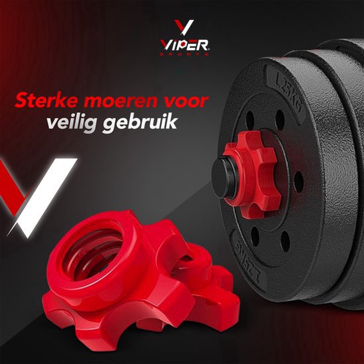 Viper Sports Adjustable Dumbbell Set up to 20kg – Dumbbell Set 2x10kg – 2-in-1 Weights – Home Gym - Strength Training – Red