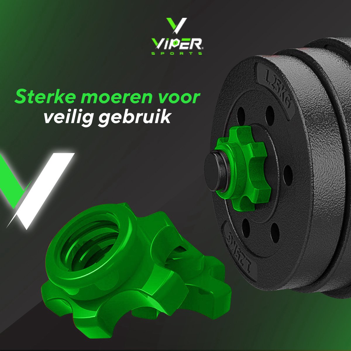 Viper Sports Adjustable Dumbbell Set up to 40kg - Dumbbell Set - 2-in-1 Weights - User-friendly Fitness Bar - Home Gym - Strength Training - Dumbbells - Green