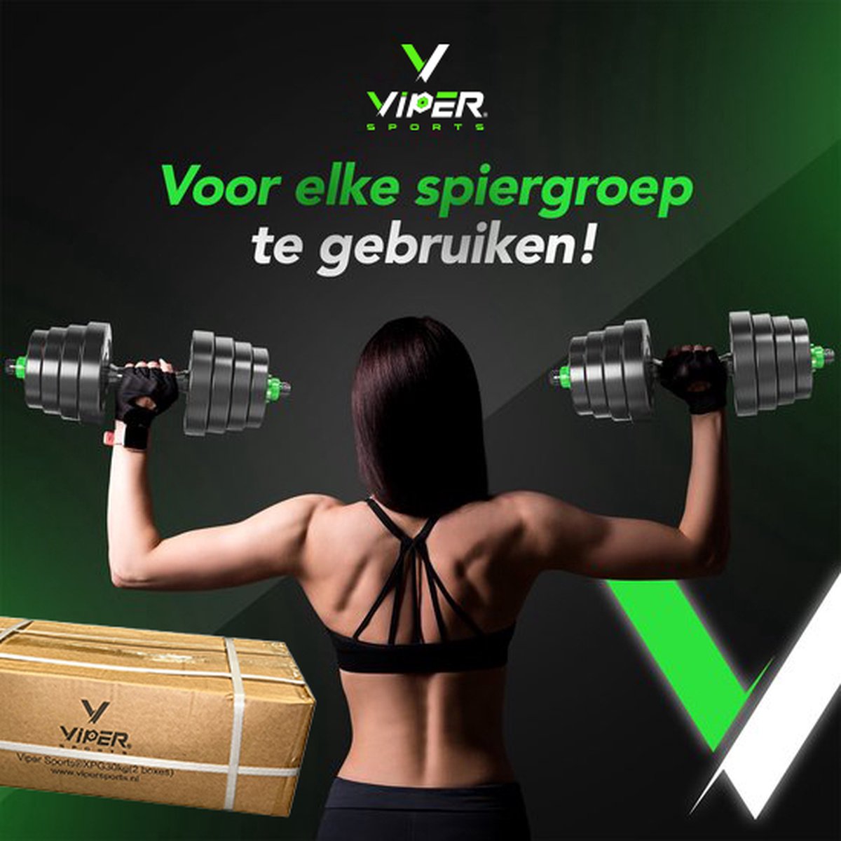 Viper Sports Verstelbare Dumbbell Set tot 30kg – Halterset – 2-in-1 Gewichten – Gebruiksvriendelijke Fitness Stang – Home Gym – Krachttraining – Dumbbells - Groen