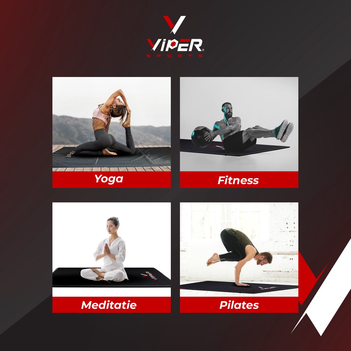 Viper Sports SleepFlex – L195xB85xH10 cm – Professionele opvouwbare turnmat – Yoga – Yogamat – Extra dikke sportmat – Gymnastiekmat – Zwart