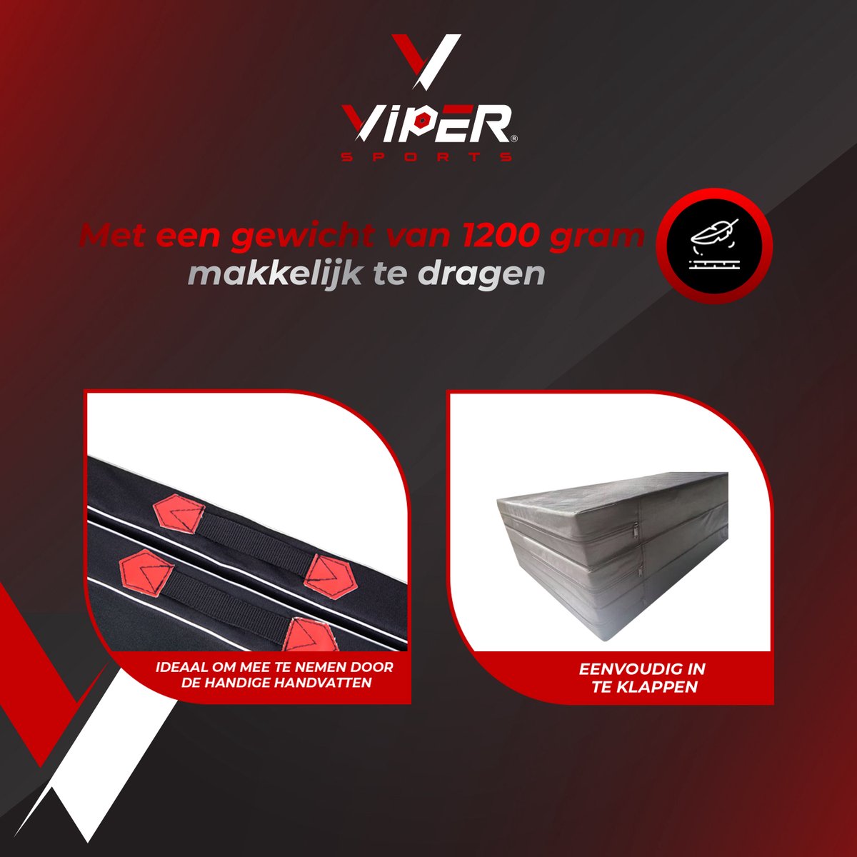 Viper Sports SleepFlex – L195xB85xH10 cm – Professionele opvouwbare turnmat – Yoga – Yogamat – Extra dikke sportmat – Gymnastiekmat – Zwart