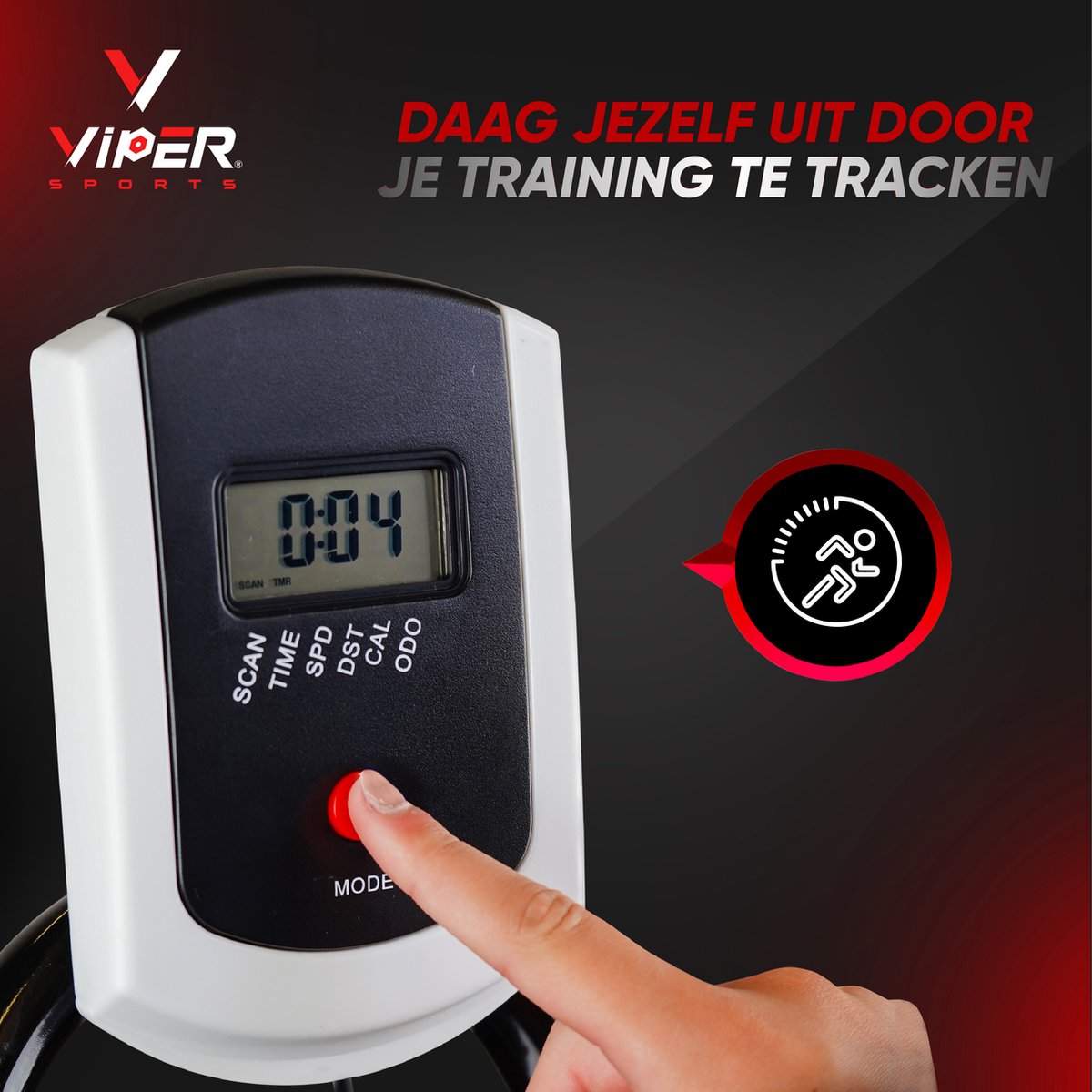 Viper Sports ZeusBike – Spinning – 98 x 49 x 105 cm – Hometrainer – Met computer – Inclusief bidon – Zwart/Rood