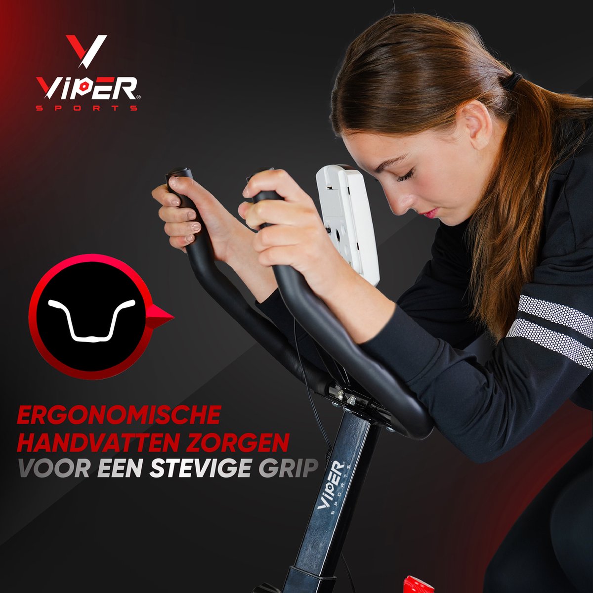 Viper Sports ZeusBike – Spinning – 98 x 49 x 105 cm – Hometrainer – Met computer – Inclusief bidon – Zwart/Rood