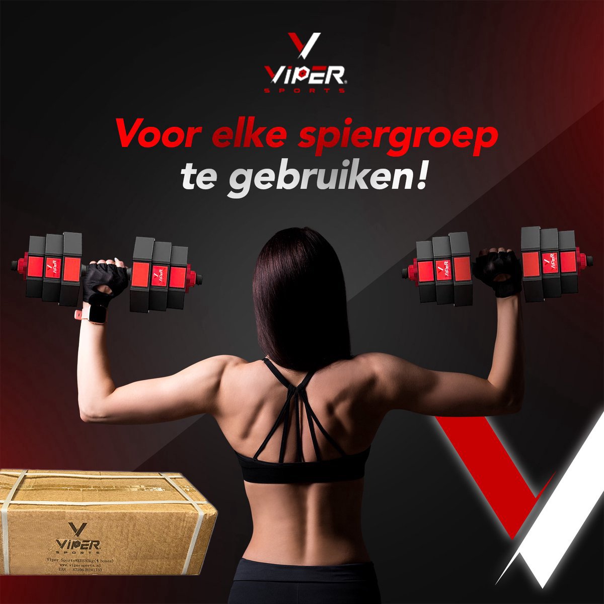 Viper Sports Adjustable Dumbbell set up to 30kg – Dumbbell set – Professional 2-in-1 Dumbbell set with weights – Strength training – User-friendly Fitness Barbell – Red