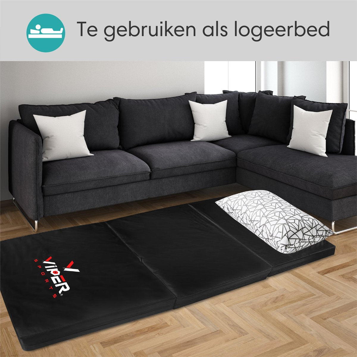 Viper Sports SleepFlex - 195 x 85 x 10 cm - Professional Foldable Sleeping Mat - Camping Mat - Outdoor Mat - Portable Mattress - Extra thick – Black