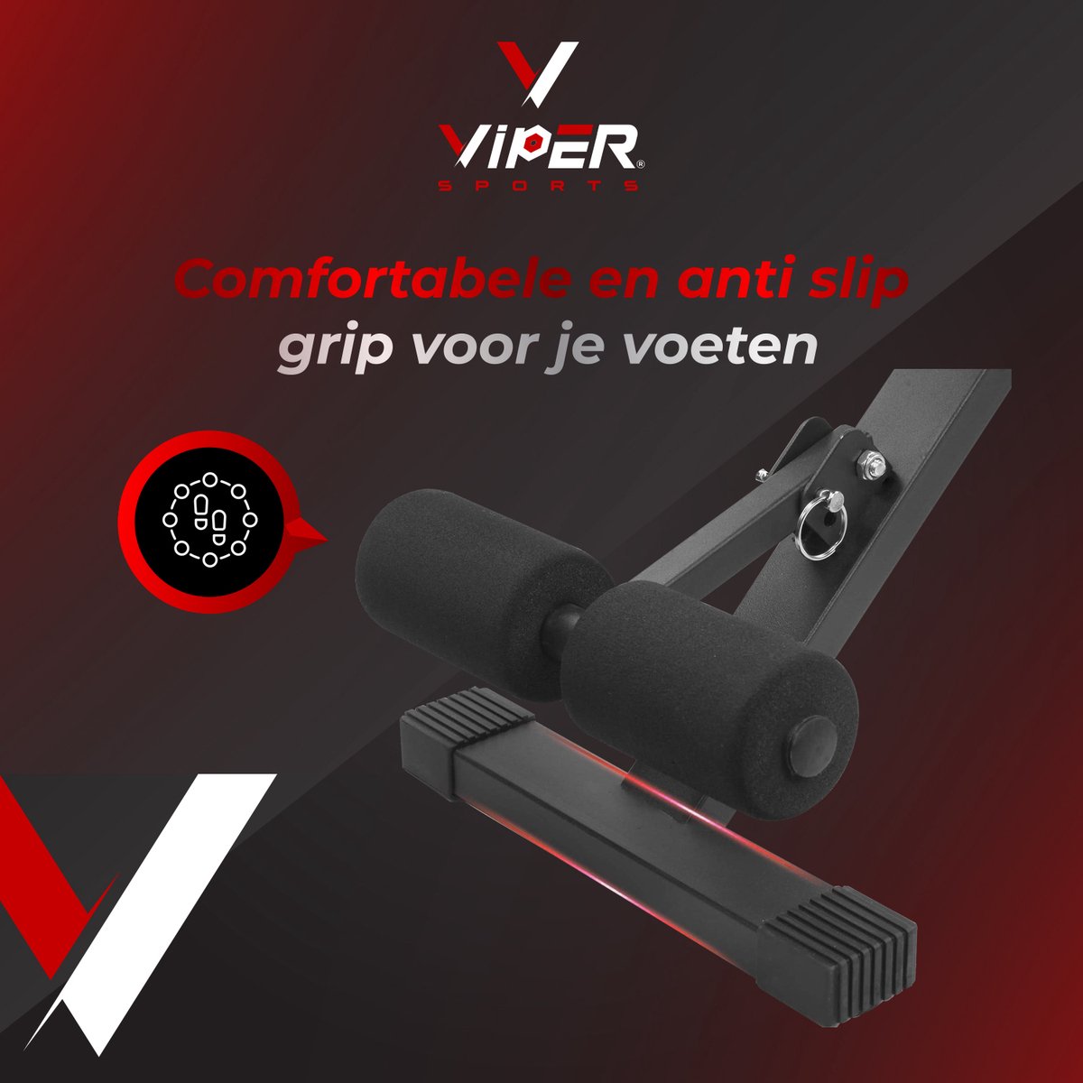 Viper Sports Viper Bench – Halterbank – Trainingsbank – Fitnessbank – Bench Press – Verstelbaar - 93 x 110 x 31 cm – Zwart/Rood