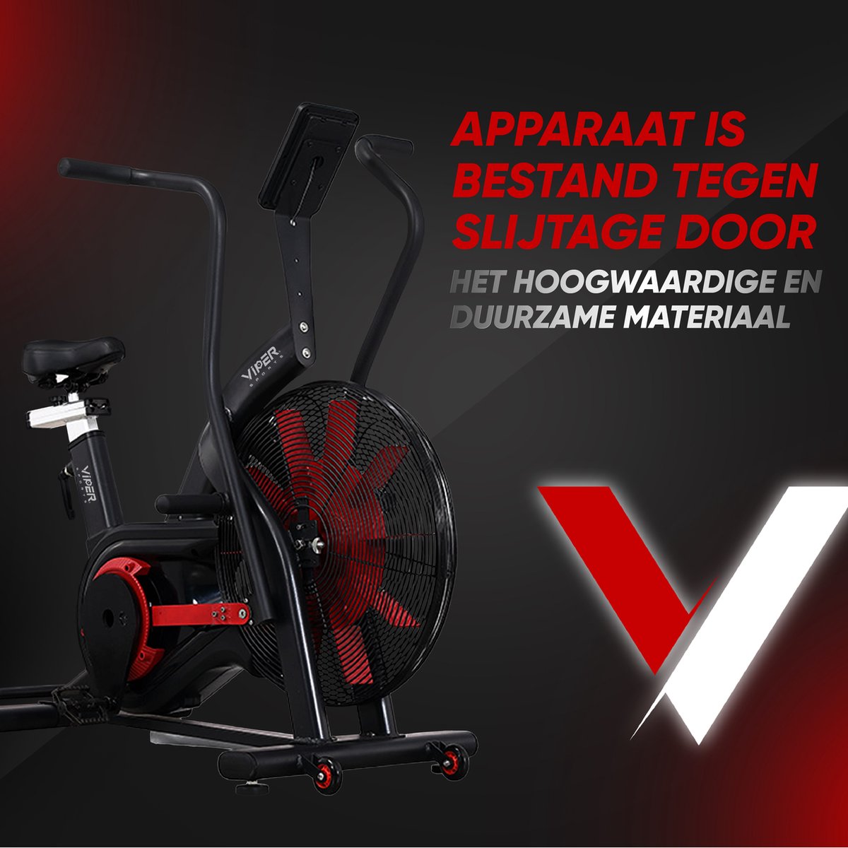 Viper Sports FatalityCore – Airbike – Fitnessapparaat – 127x65x123 cm – Zwart/Rood