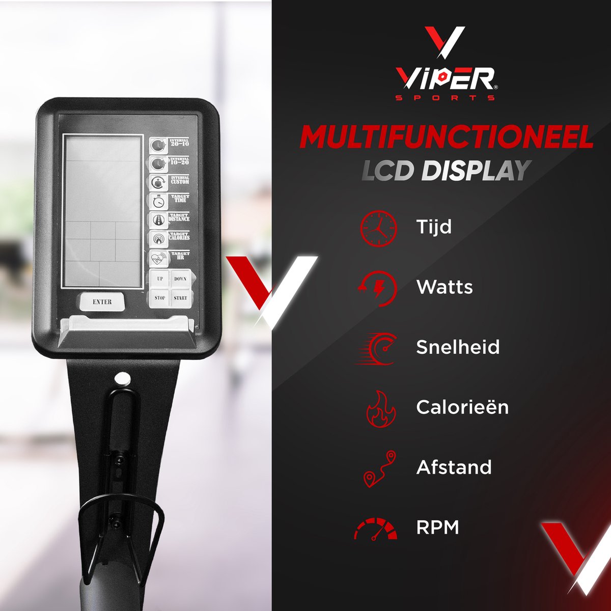 Viper Sports FatalityCore – Airbike – Fitnessapparaat – 127x65x123 cm – Zwart/Rood