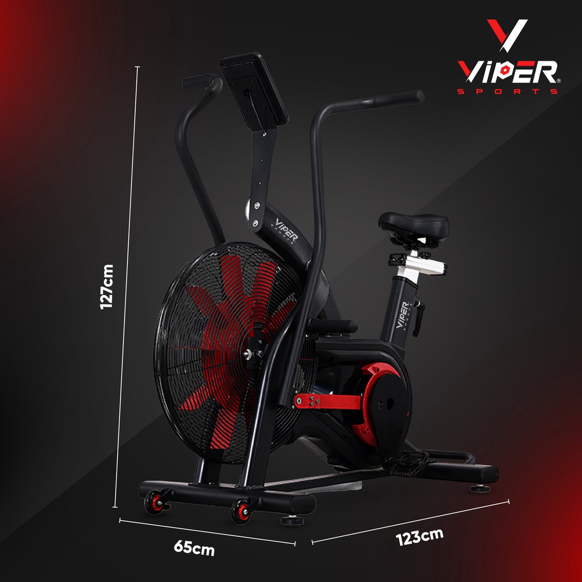 Viper Sports FatalityCore – Airbike – Fitnessapparaat – 127x65x123 cm – Zwart/Rood