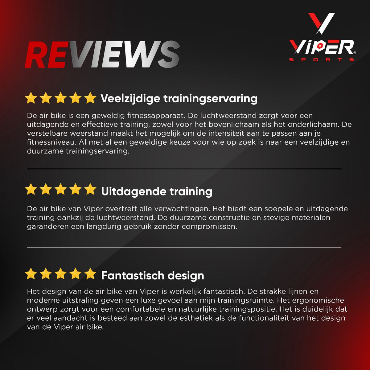 Viper Sports FatalityCore – Airbike – Fitnessapparaat – 127x65x123 cm – Zwart/Rood