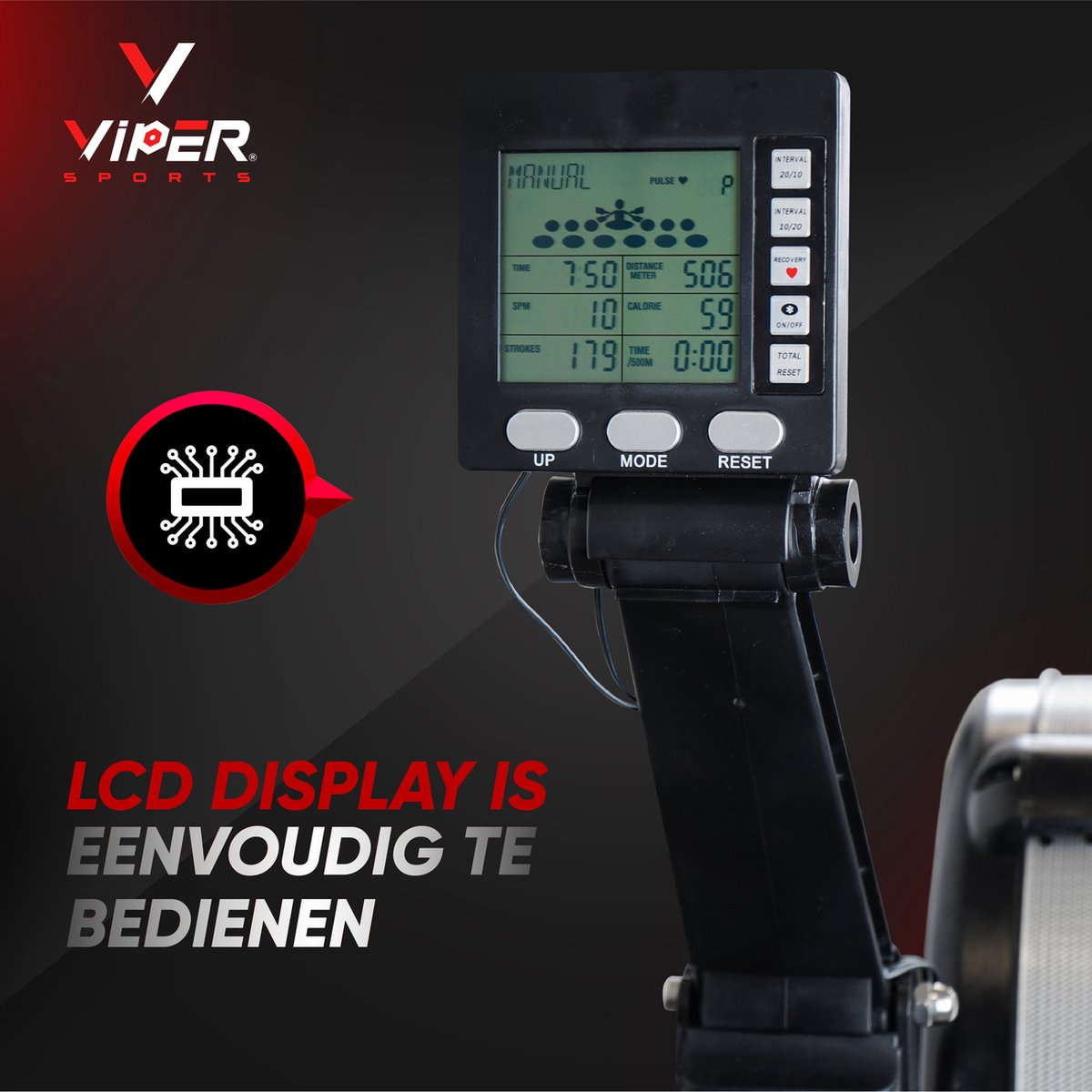 Viper Sports ViperRow – Roeitrainer – 238 x 65 x 112 cm – Roeimachine – Windweerstand - Opvouwbaar - 10 Niveaus - Zwart/Zilver