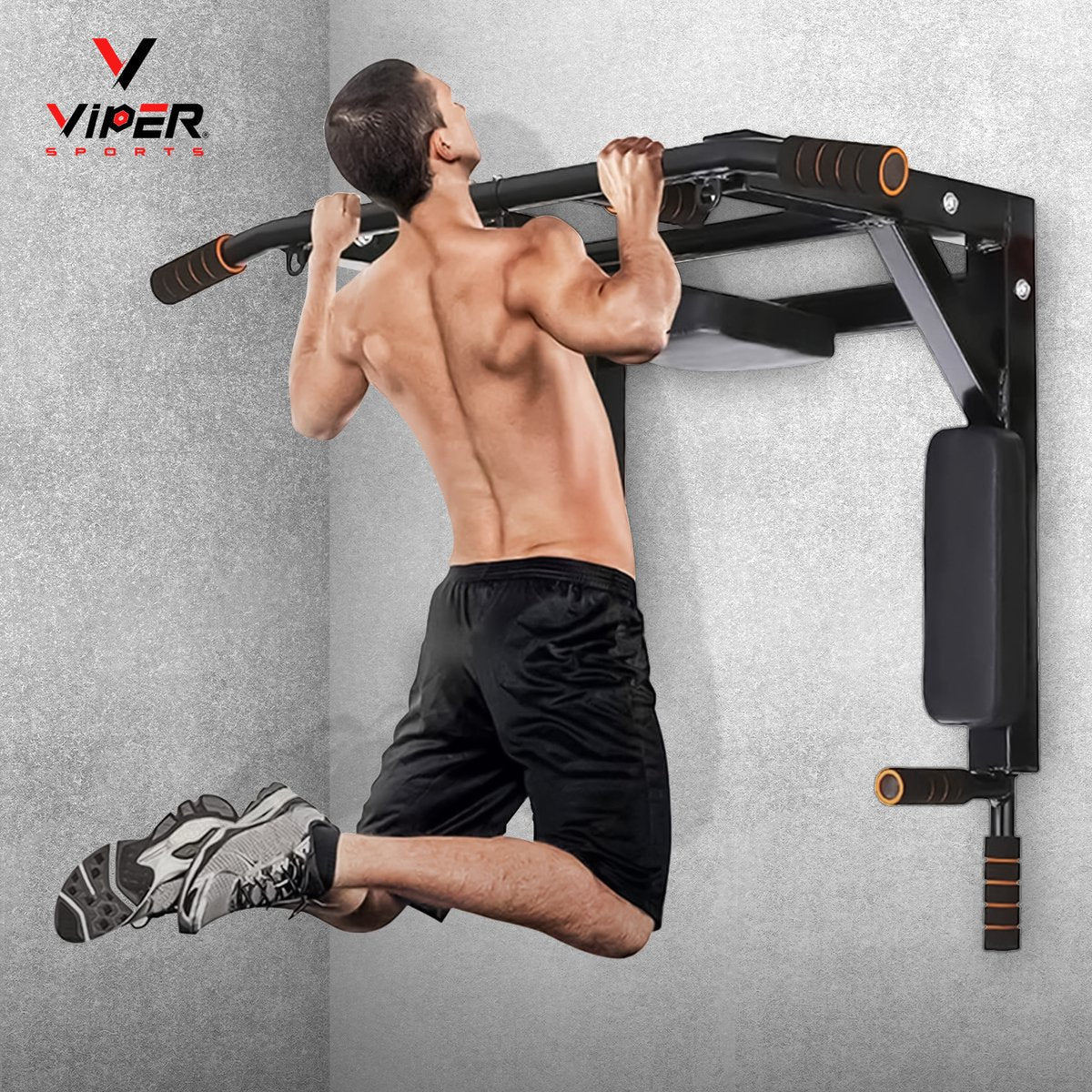 Viper Sports PullPower – Optrekstang – Rug- & Armkussen – Antislip – Tot 120 kg – Metaal – Zwart/Rood
