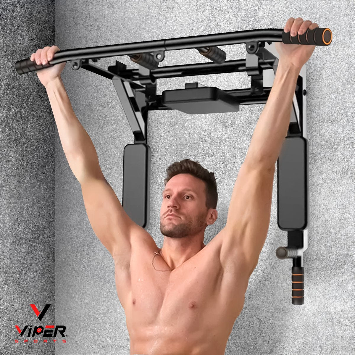 Viper Sports PullPower – Optrekstang – Rug- & Armkussen – Antislip – Tot 120 kg – Metaal – Zwart/Rood