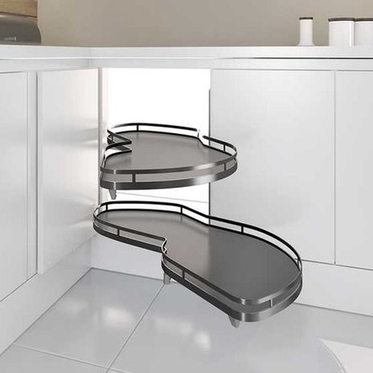 Milano Luxurious® Hoek Keukenkast Organizer rechtsdraaiend – 2 schuifplateaus – deurbreedte 45 cm – antraciet