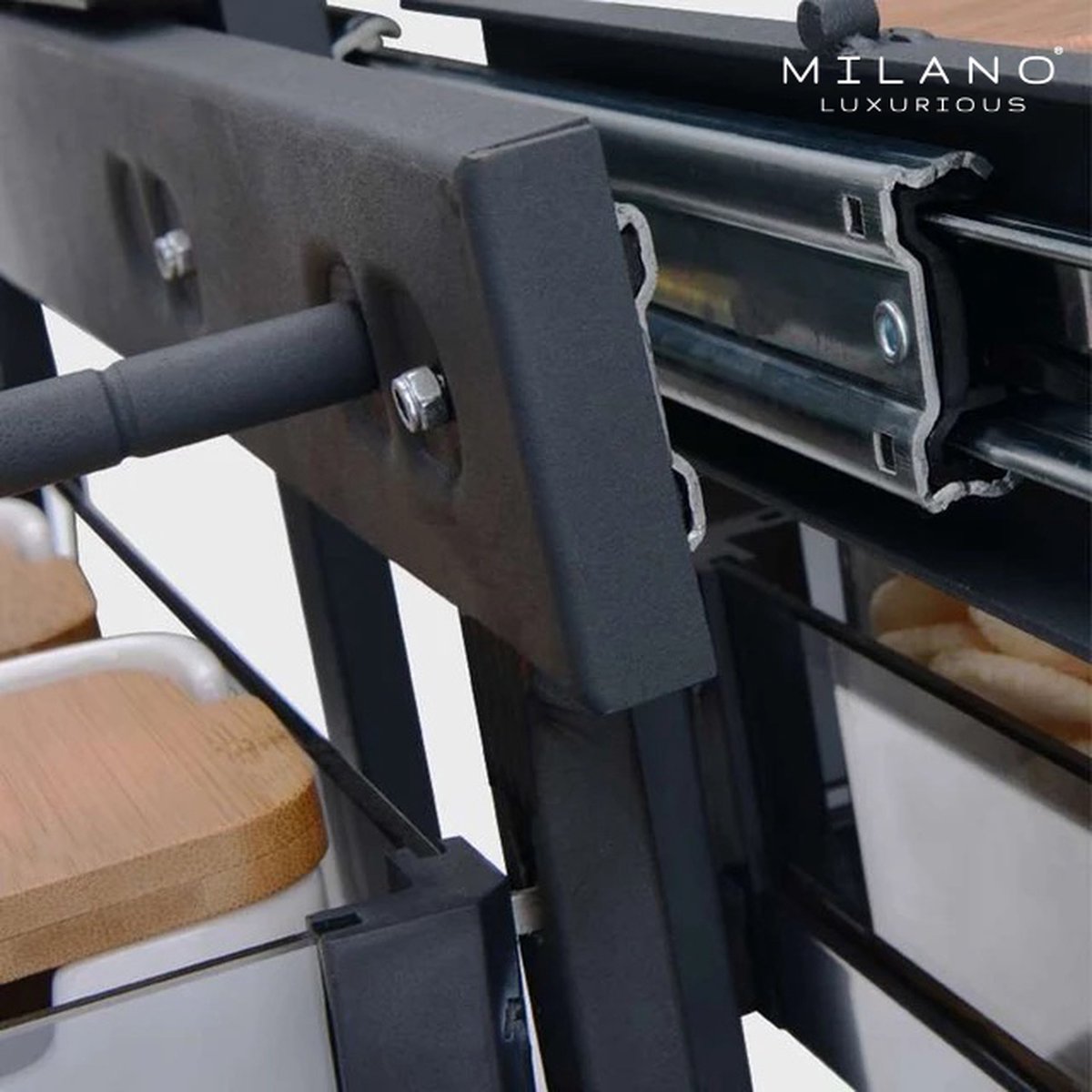Milano Luxurious® Magic Corner - Corner Kitchen Cabinet Organizer - Pull-out Drawers - 4 trays, 2 levels - 48 x 87 x 58 cm - door width 40 cm - anthracite
