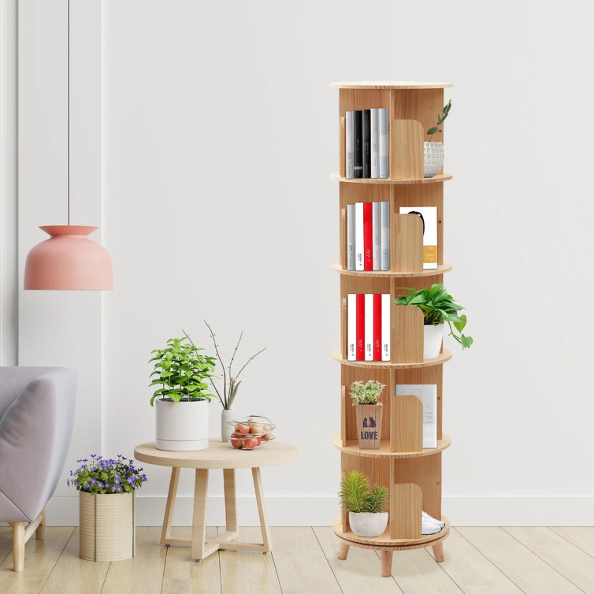 Children's Bookcase - 134 x 46 x 46 Cm - Bookshelf - 4 Tiers - Children's Room - Wood