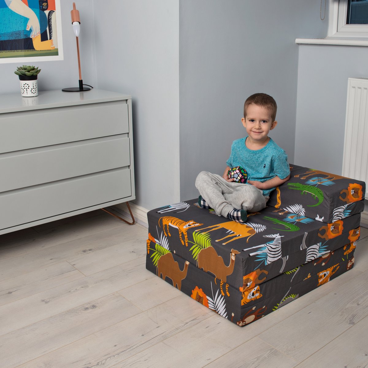 Kids Opvouwbare Matras - Logeermatras Opvouwbaar - Zetelbed - Kinderen Vouwmatras - Kinder Opvouwbaar Matras 1 Persoons - Logeerbed voor Kinderen