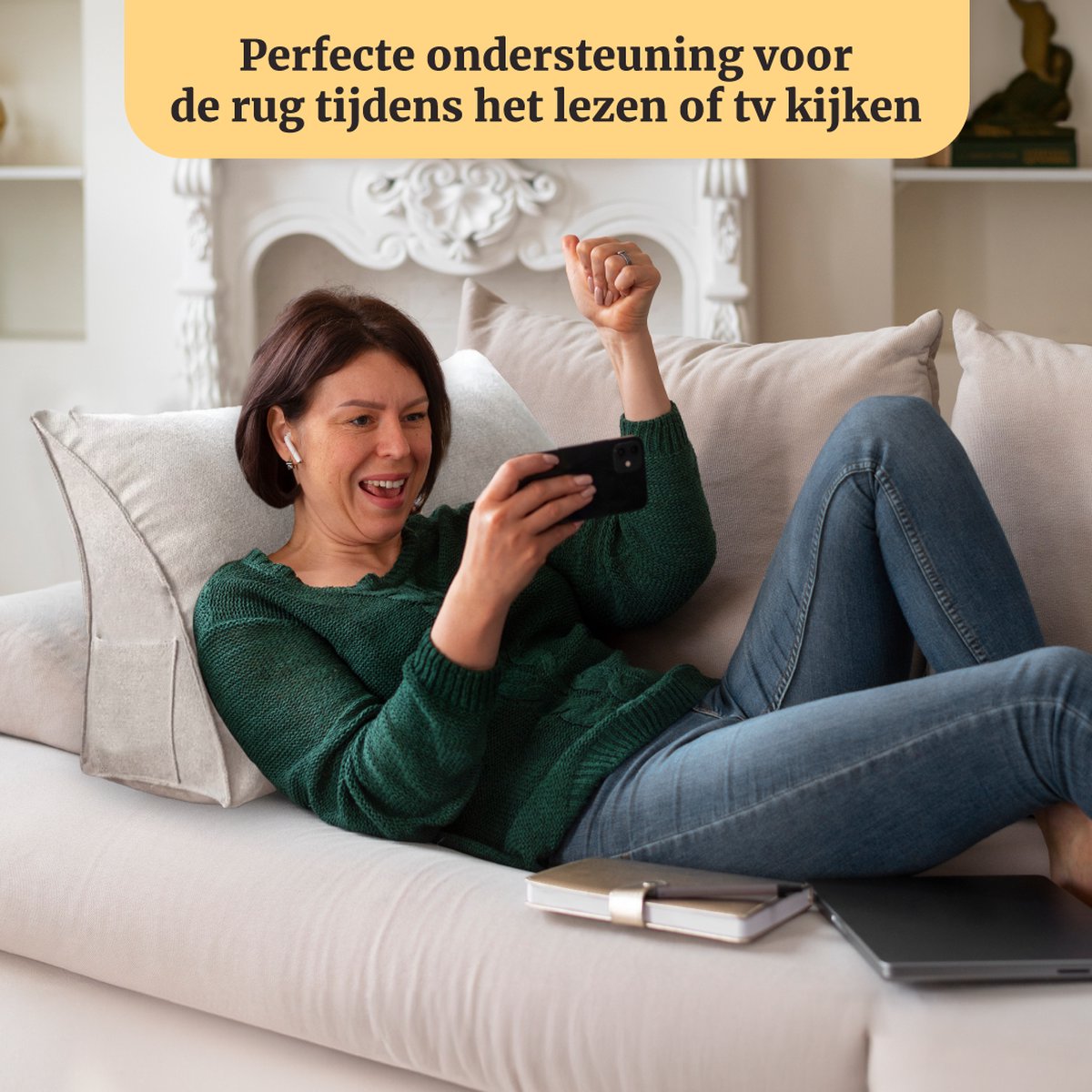 Leeskussen - Leeskussen Voor In Bed - Boeksteun - Boekkussen - Leeskussen - Leeskussen Slaapkamer - Rugkussen - Rugkussen Onderrug - Lendekussen