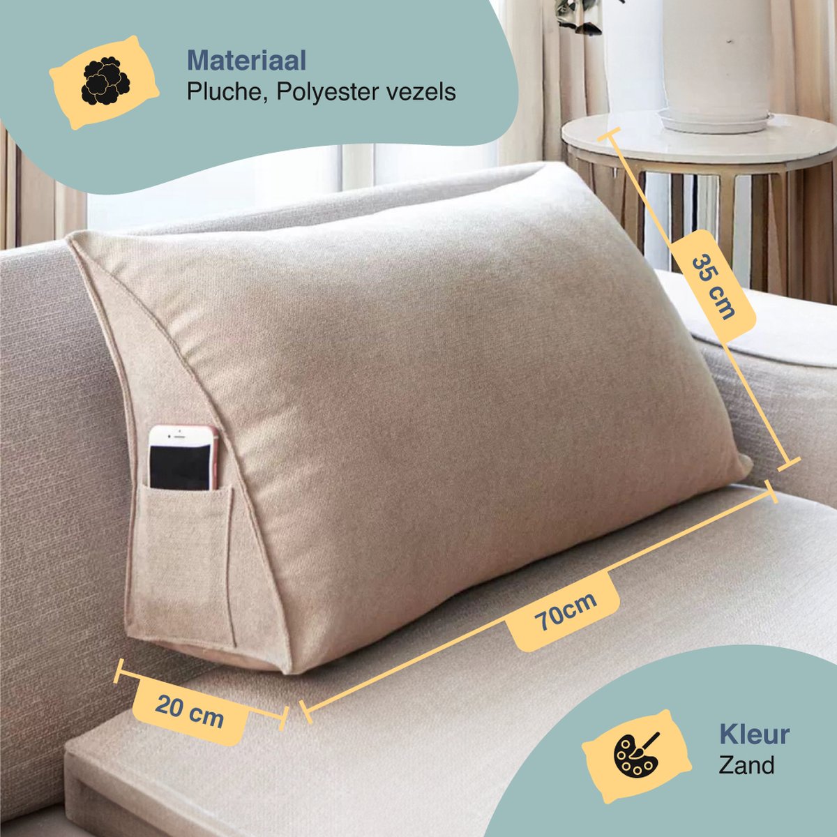 Leeskussen - Leeskussen Voor In Bed - Boeksteun - Boekkussen - Leeskussen - Leeskussen Slaapkamer - Rugkussen - Rugkussen Onderrug - Lendekussen