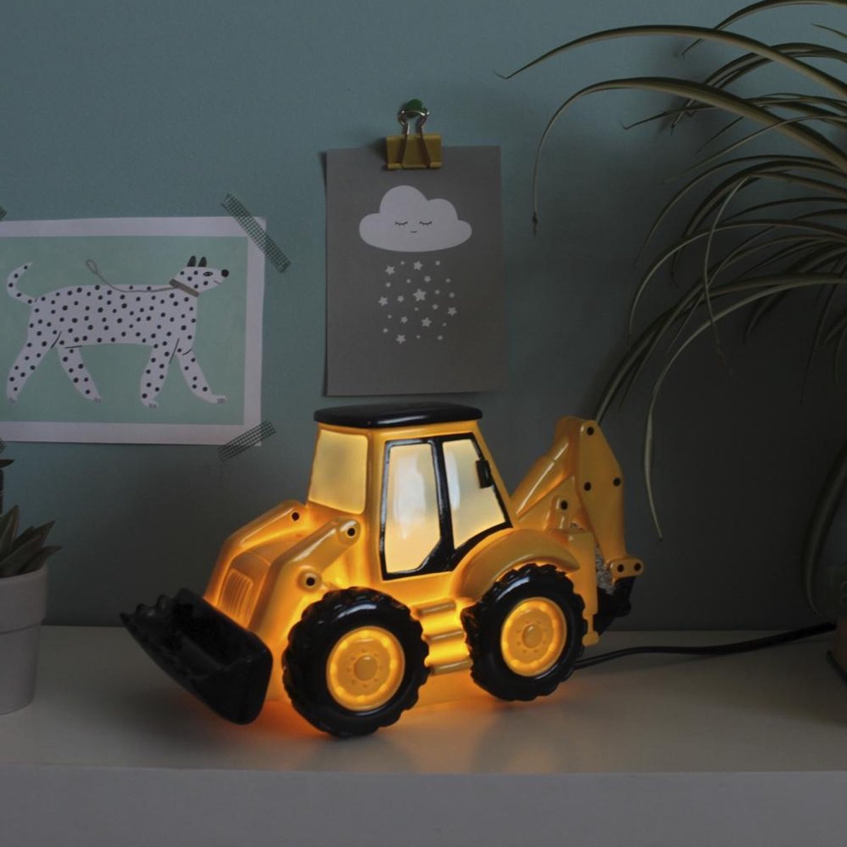 Graafmachine Nachtlampje Kind Jongen Kinderkamer - Geel