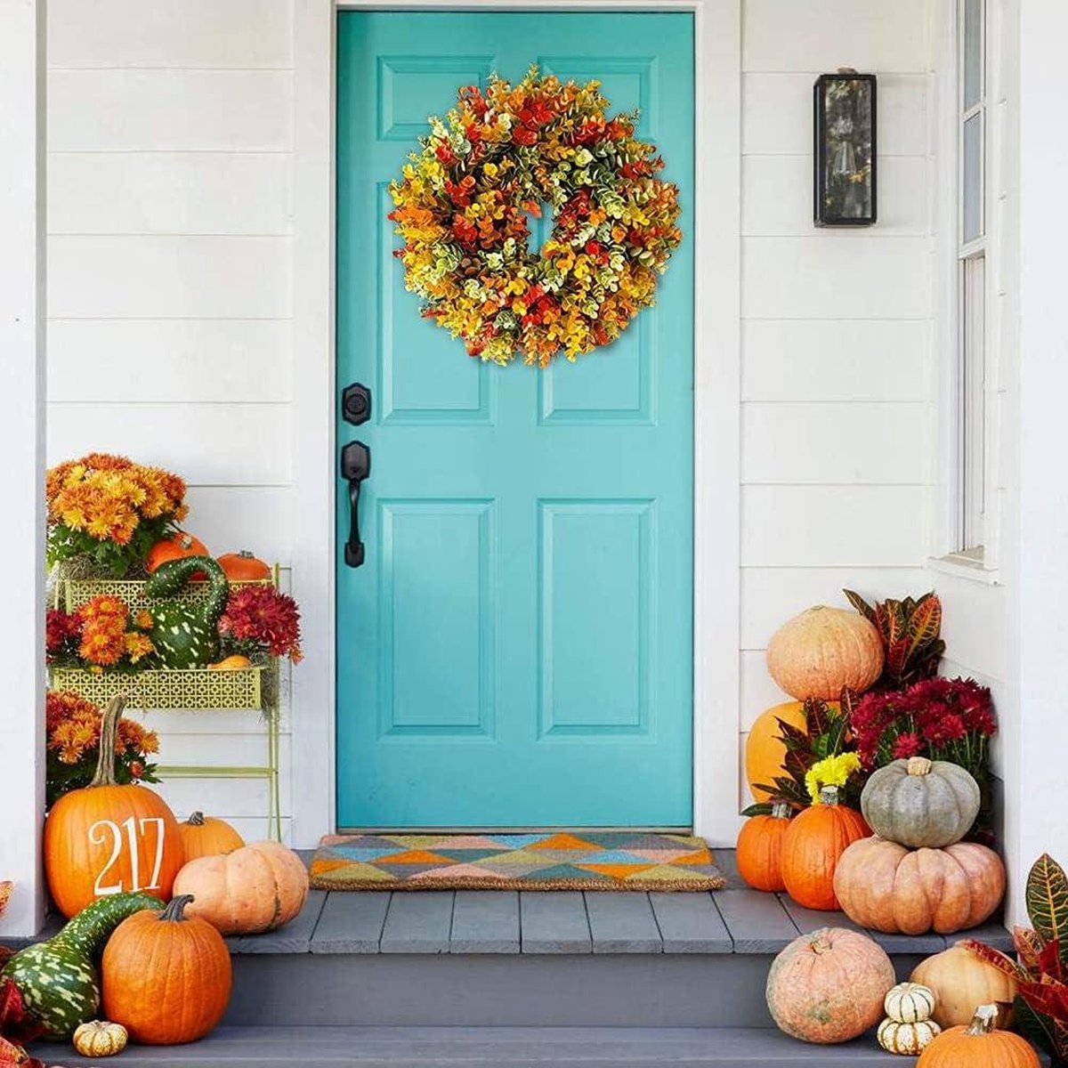 Herfstkrans blad cirkelslinger 30 cm huisdeur bruiloft muur woondecoratie herfstkrans