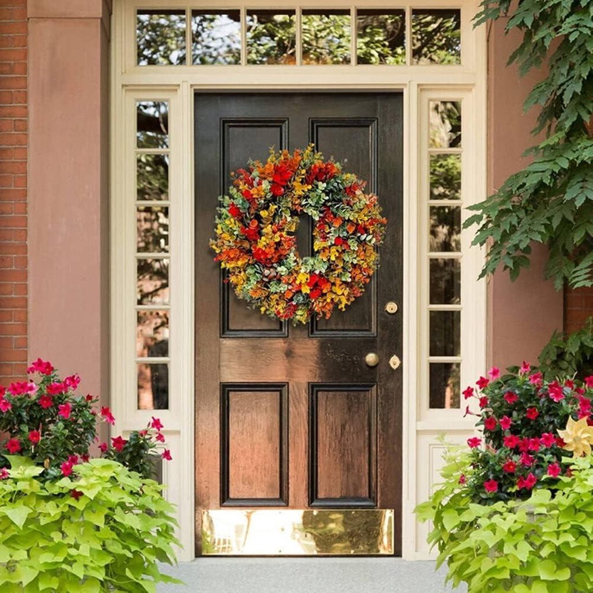Herfstkrans blad cirkelslinger 30 cm huisdeur bruiloft muur woondecoratie herfstkrans