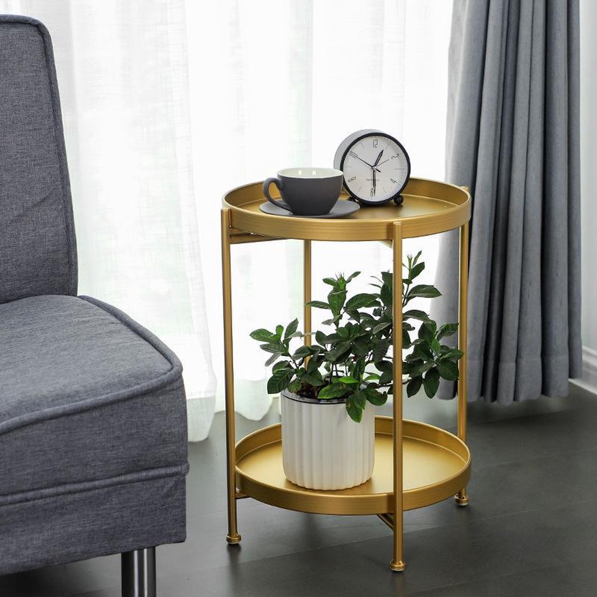 TDR - Nordic minimalistische dubbellaagse salontafel goud