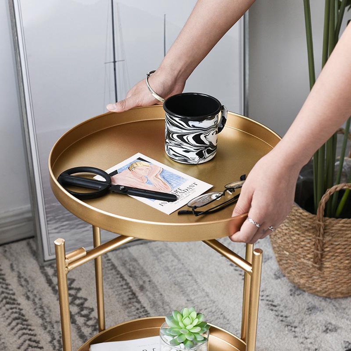 TDR - Nordic minimalistische dubbellaagse salontafel goud
