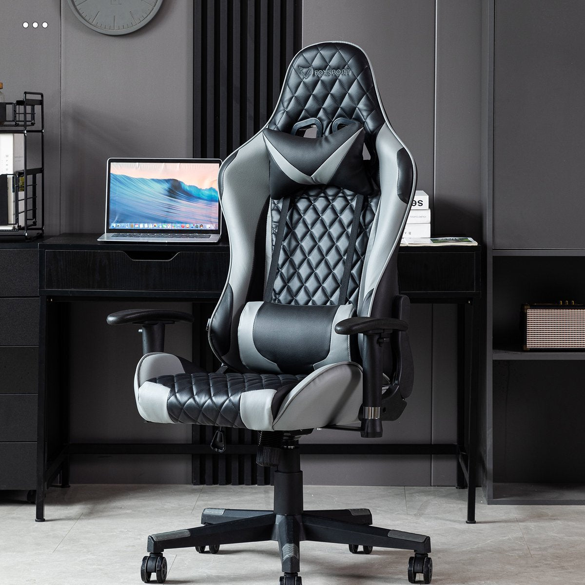 Game Stoel - Gaming Stoel - Gaming Chair - Zwart - Bureaustoel Met Nekkussen & Verstelbaar Rugkussen - Instelbare Zithoogte