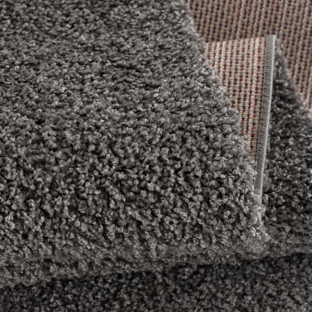 Vloerkleed Grijs Effen Hoogpolig Tapijt Loca - 160x230cm