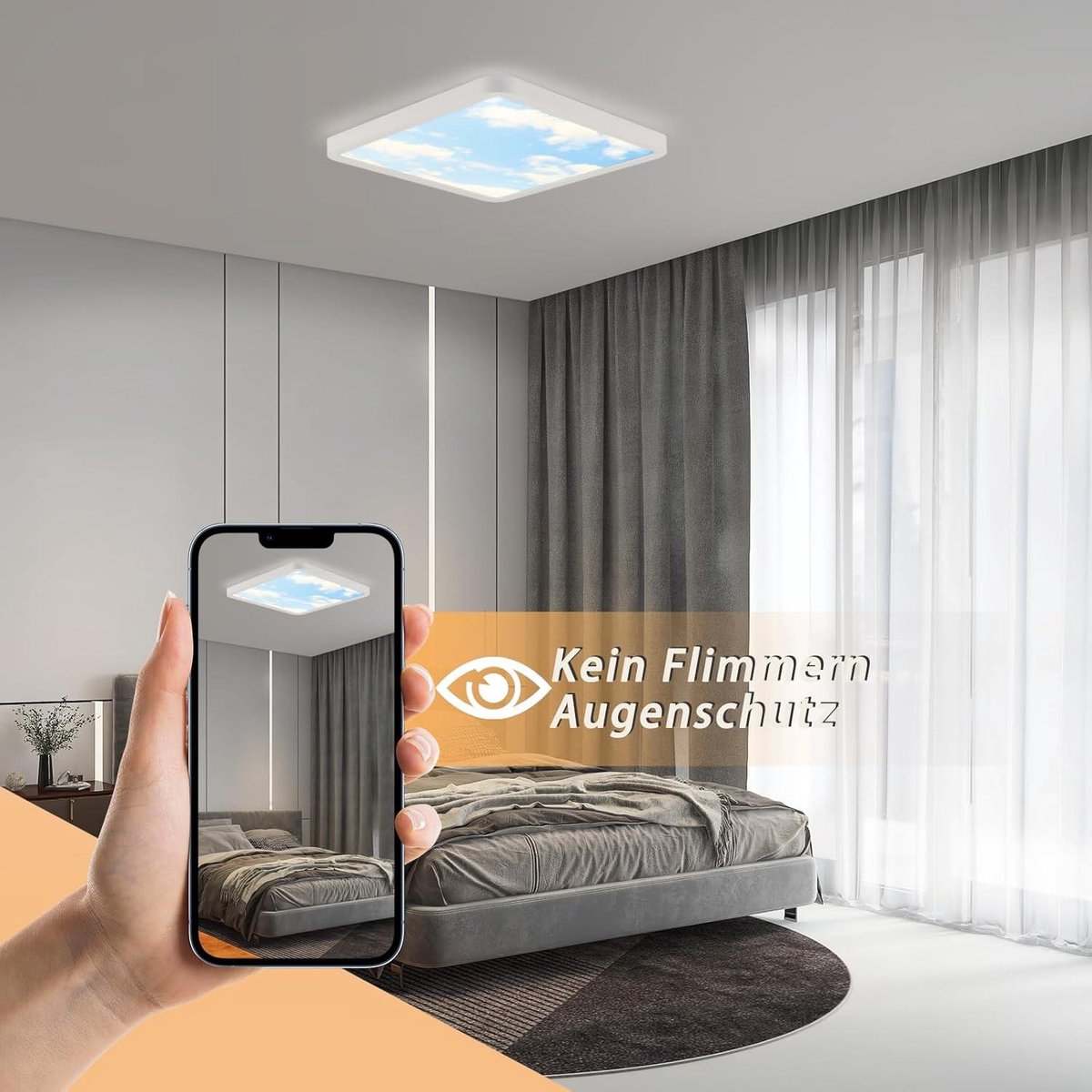 Bathroom Ceiling Light - Bathroom Lamp Ceiling LED Bedroom Lamp 23cm Children's Room - 4000K IP44 Square 23W Kitchen Hallway