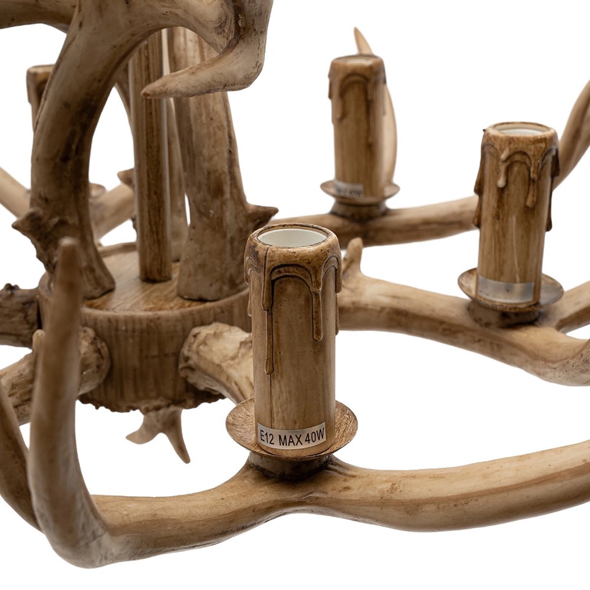 Wooden Chandelier - 6 Arm Wooden Chandelier - Deer Horn Style - 75 cm - Pendant Light - Living Room Lamp - Modern Lamp